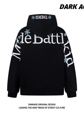 DARKAGE原创美式中性风雪花字母卫衣男女款春季宽松休闲长袖外套