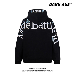 宽松休闲长袖 春季 外套 中性风雪花字母卫衣男女款 DARKAGE原创美式