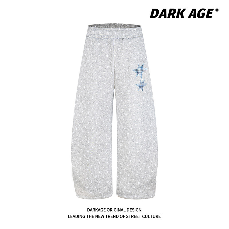 DARKAGE原创日系星星满印贴布卫裤女宽松直筒裤子显瘦运动休闲裤