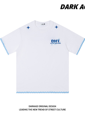 DARKAGE原创美式高街字母印花短袖T恤男女夏季宽松休闲情侣上衣潮
