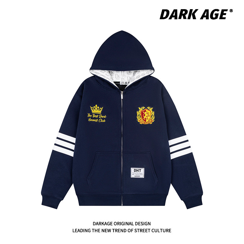 DARKAGE原创美式复古字母刺绣开衫连帽卫衣男女春款宽松帽衫外套,女装/女士精品,卫衣/绒衫,淘宝优惠券,粉丝福利购,淘宝优惠卷
