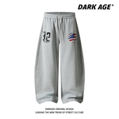 男女宽松hiphop嘻哈阔腿卫裤 DARKAGE原创美式 复古字母弯刀休闲裤