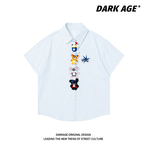 DARKAGE原创卡通小熊学院风短袖