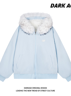 DARKAGE原创美式复古双面穿座山雕棉服冬季加厚保暖重磅情侣外套