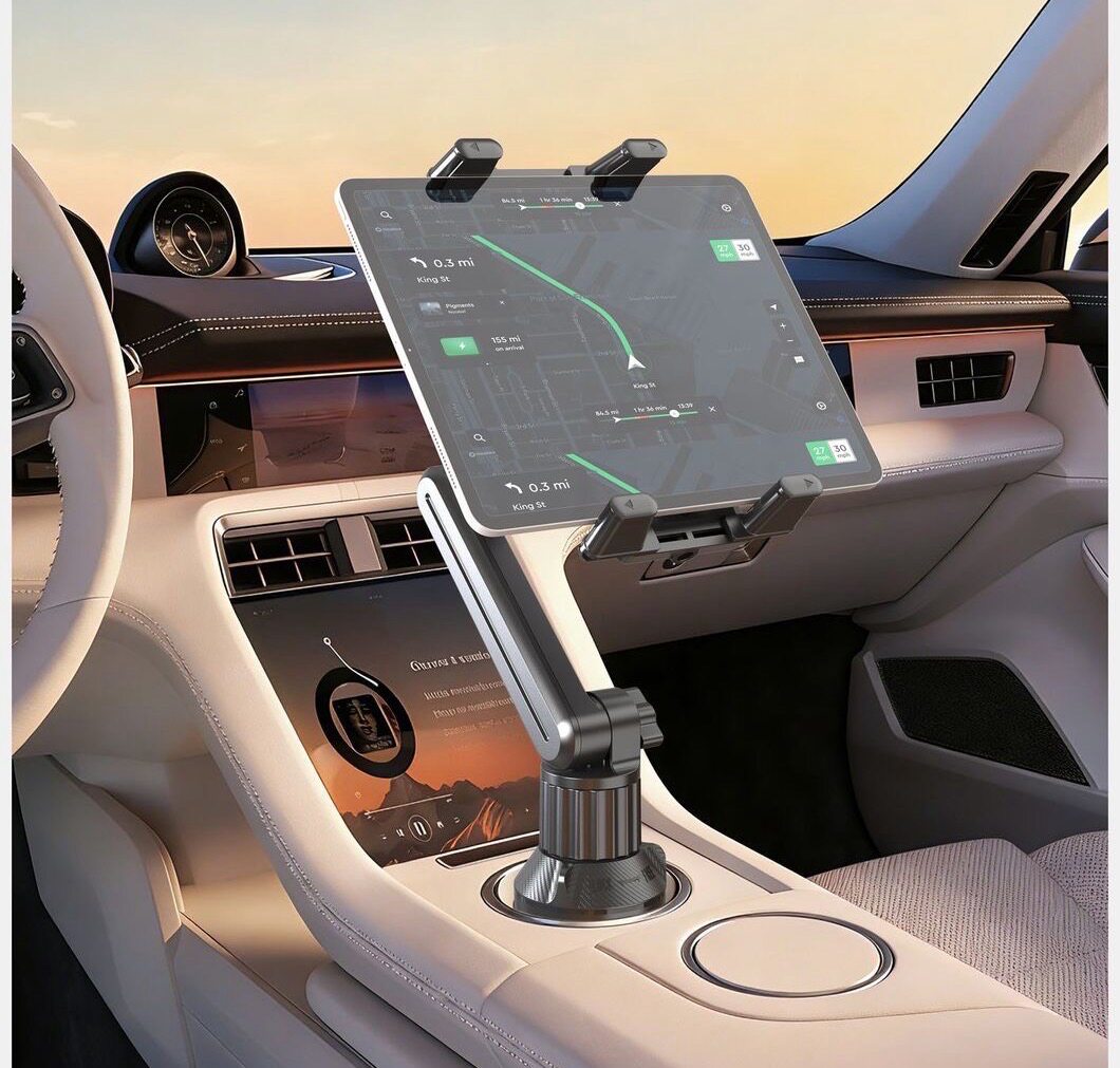 高档汽车平板支架杯架位车载水杯位手机架导航固定副驾驶2026新款