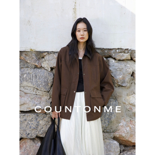 COUNTONME 重工质感/复古廓形工装外套 25巴恩风拼皮翻领夹克