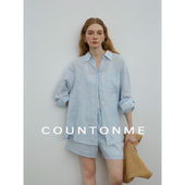 防晒套装 COUNTONME 短裤 慵懒随性风全亚麻廓形衬衫 松弛夏日