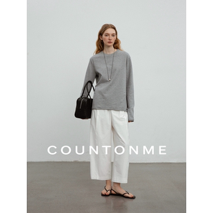 COUNTONME  25AW高支长绒棉剖缝卷边磨毛长袖T恤舒适百搭上衣