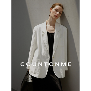 COUNTONME 外套 极简荃亚麻休闲西装