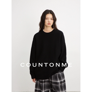 COUNTONME 100绵羊毛柔糯针织肌理松烟黑宽松落肩毛衣 时髦刚需