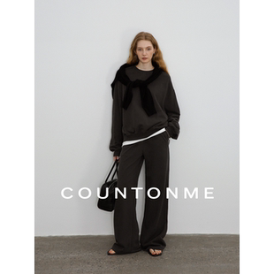套装 休闲裤 深灰色纯棉圆领廓形卫衣 COUNTONME