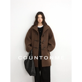 COUNTONME 苏力羊驼毛柔软蓬松牛角扣宽松百搭廓形中长款 大衣