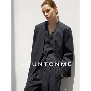 25春季 西裤 极简羊毛无领腰带西装 马甲 三件套 外套女 COUNTONME