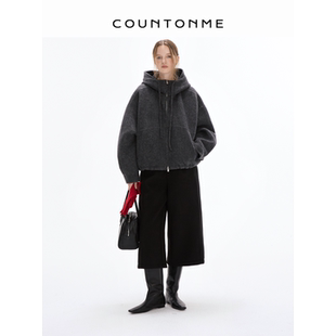 COUNTONME 澳毛骆驼绒手工连帽保暖立领廓形双面呢外套 慵懒时髦