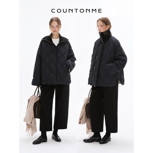 COUNTONME 三星安心可溯源90白鹅绒/精纺羊毛菱格廓形极简羽绒服