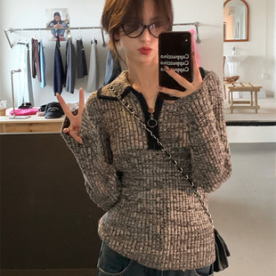 拉链设计感毛衣女秋冬新款软糯修身显瘦套头韩版半高领针织上衣潮