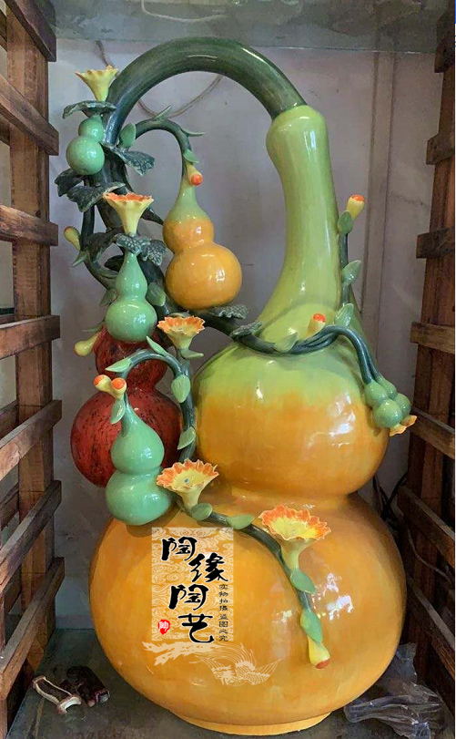 陶瓷工艺品 石湾公仔 大型葫芦摆件 招财 生意兴隆