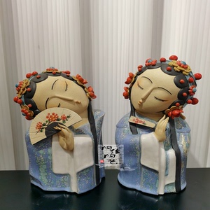 陶瓷工艺品 石湾陶艺 戏曲仕女 古风