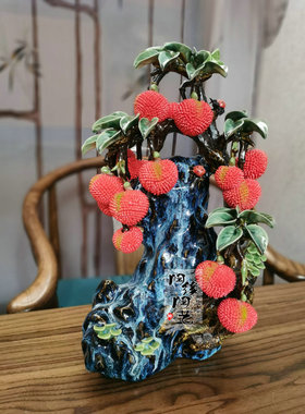 陶瓷石湾公仔名利双收荔枝工艺品