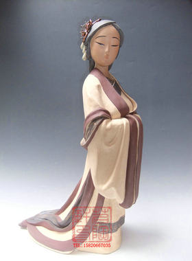 陶瓷石湾公仔工艺品仕女秋水依