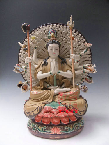 陶瓷工艺品 石湾公仔 千手 千眼 观音菩萨