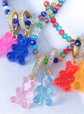 RTZHANG串珠彩色小熊项链女