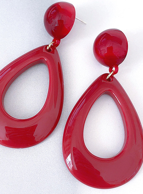 RTZHANG 韩国新款酒红色耳环长款耳坠女气质小众设计感百搭耳饰品