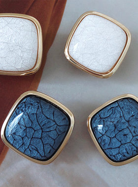 RTZHANGACC法式复古亚克力方形耳钉耳环女日韩气质百搭个性耳饰品