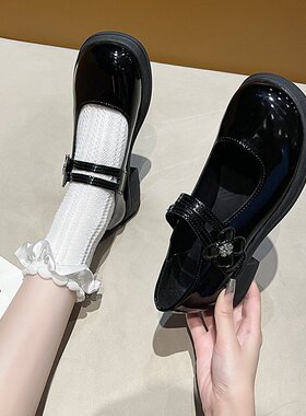 初中生小学生白黑色小皮鞋日系少女孩校服礼仪公主鞋合唱表演出鞋