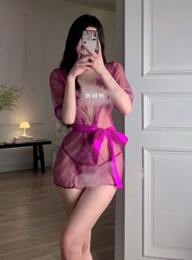 布拉fu夫人 紫色韵味 圣诞战袍后妈绑带免脱连衣睡裙家居服内衣女