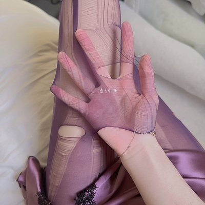 狠撕扯 手撕薄款可撕破黑丝紫色美腿袜火辣破洞易撕打底连裤袜女