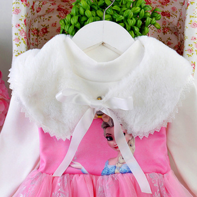 公主裙披肩加绒厚毛领保暖披风