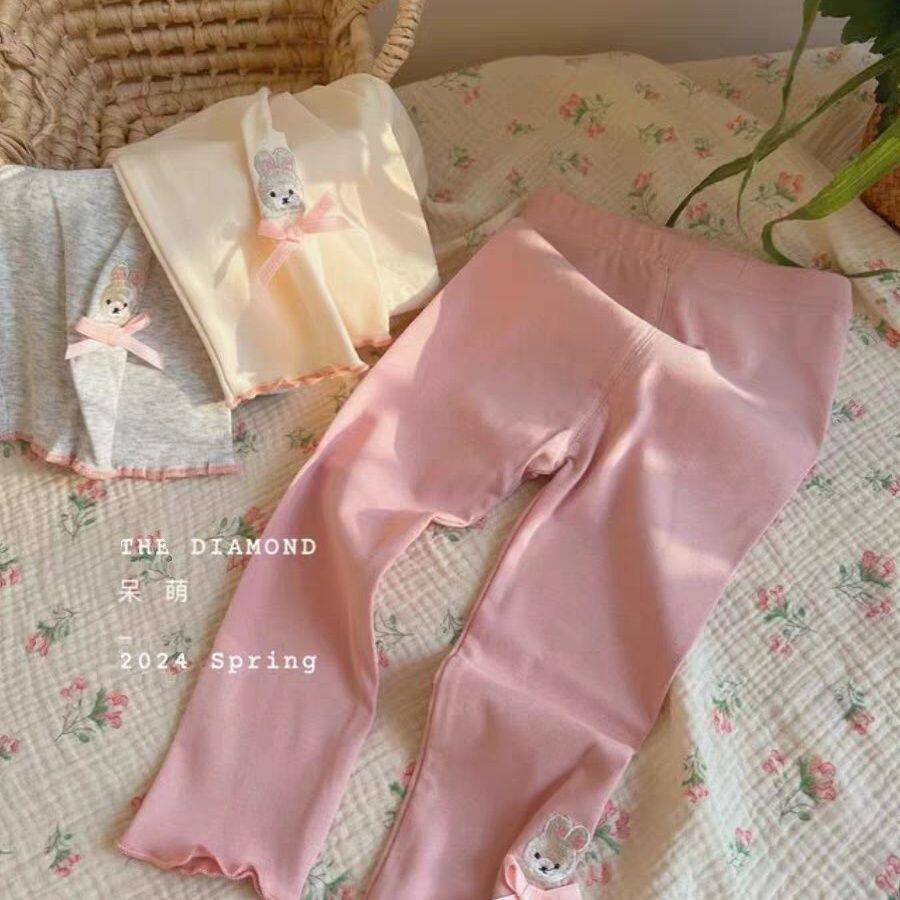 女童夏季韩版打底裤洋气儿童卡通蝴蝶结女宝宝百搭外穿裤子潮长裤