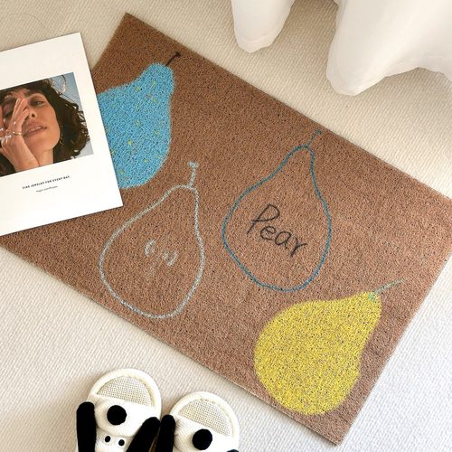 ins丝圈入户地垫苹果梨子进门脚垫家用可裁剪pvc耐脏防滑除尘脚垫