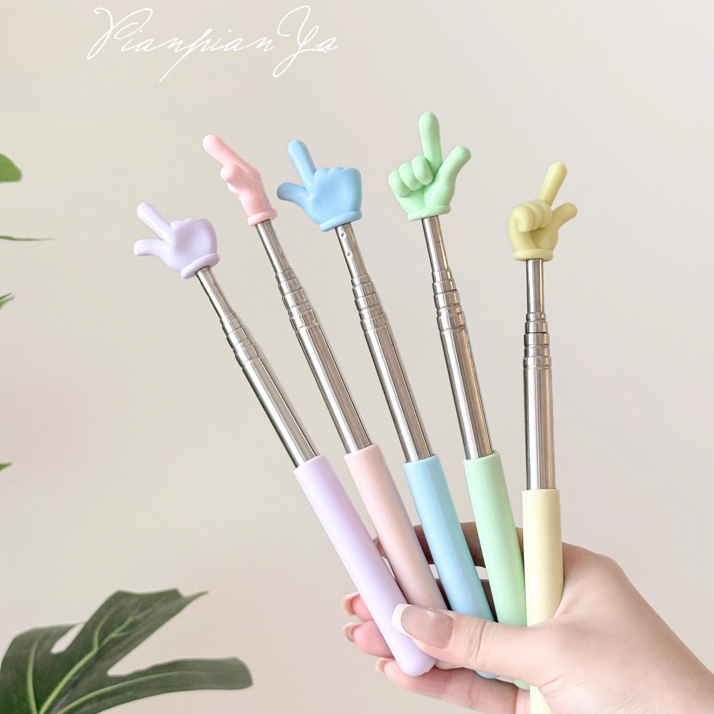 可伸缩手指棒指挥棒儿童阅读点读棒创意拇指教学指示棒搞怪游戏棒