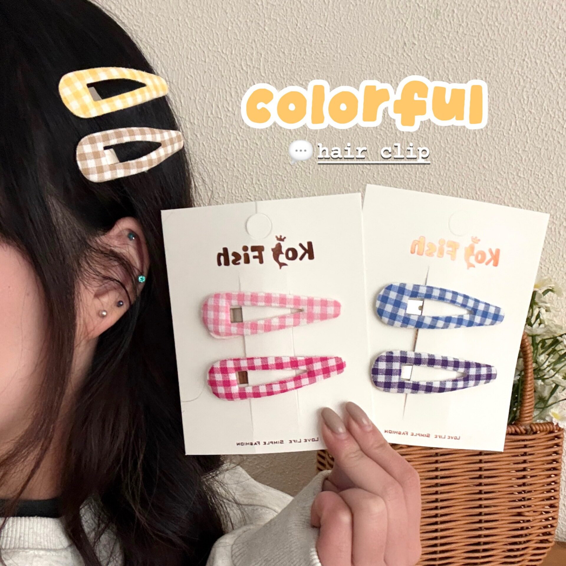 2026年学院风格子星星BB夹发卡彩色水滴掰掰夹碎发刘海夹发饰批发