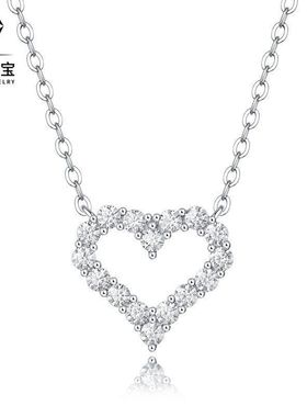 韩版简约气质心形吊坠项链不掉色女 S925银通勤百搭莫桑石锁骨链