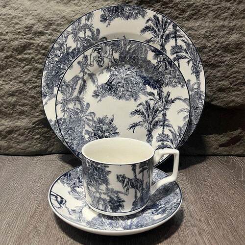 法式ins风老虎咖啡杯碟套装复古陶瓷杯子小众下午茶咖啡杯
