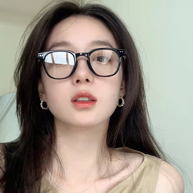 黑框眼镜女防蓝光防辐射近视可配度数眼睛男潮小圆脸网红素颜神器