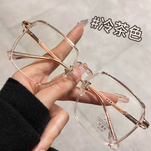 冷茶色大框近视眼镜配有度数镜片