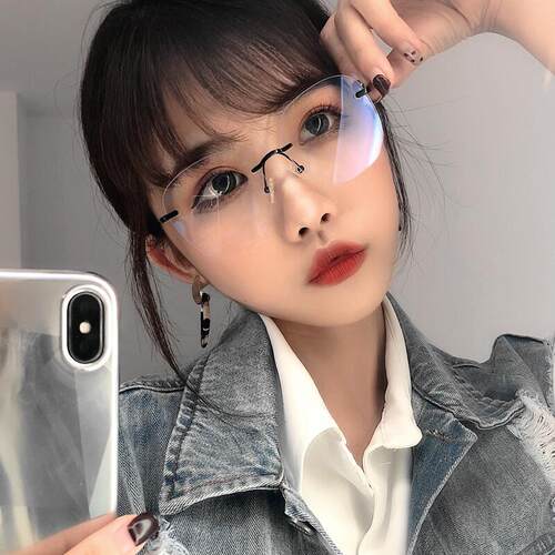 防辐射眼镜男潮防蓝光无度数平面平光镜女网红款圆框近视眼睛复古