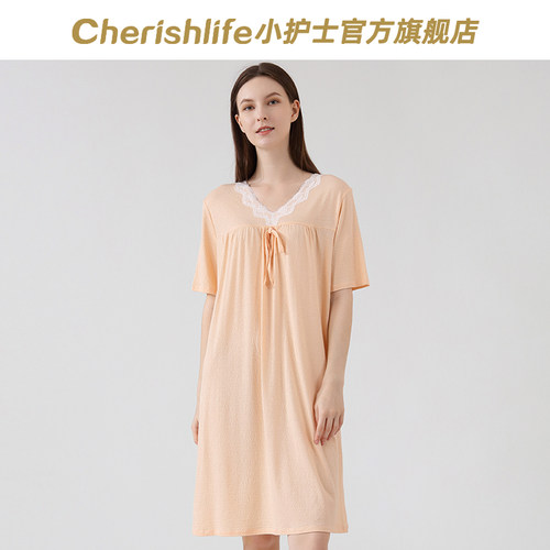 小护士花边短袖睡裙女夏季