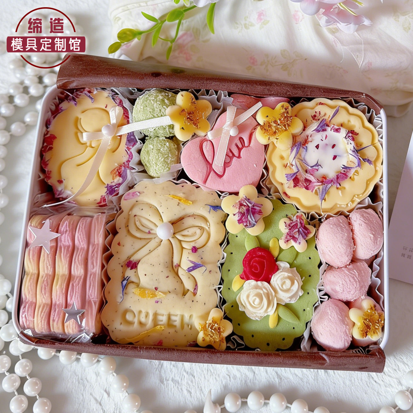 ins花朵卡通饼干模具母亲节郁金香曲奇翻糖按压式diy家用烘焙工具