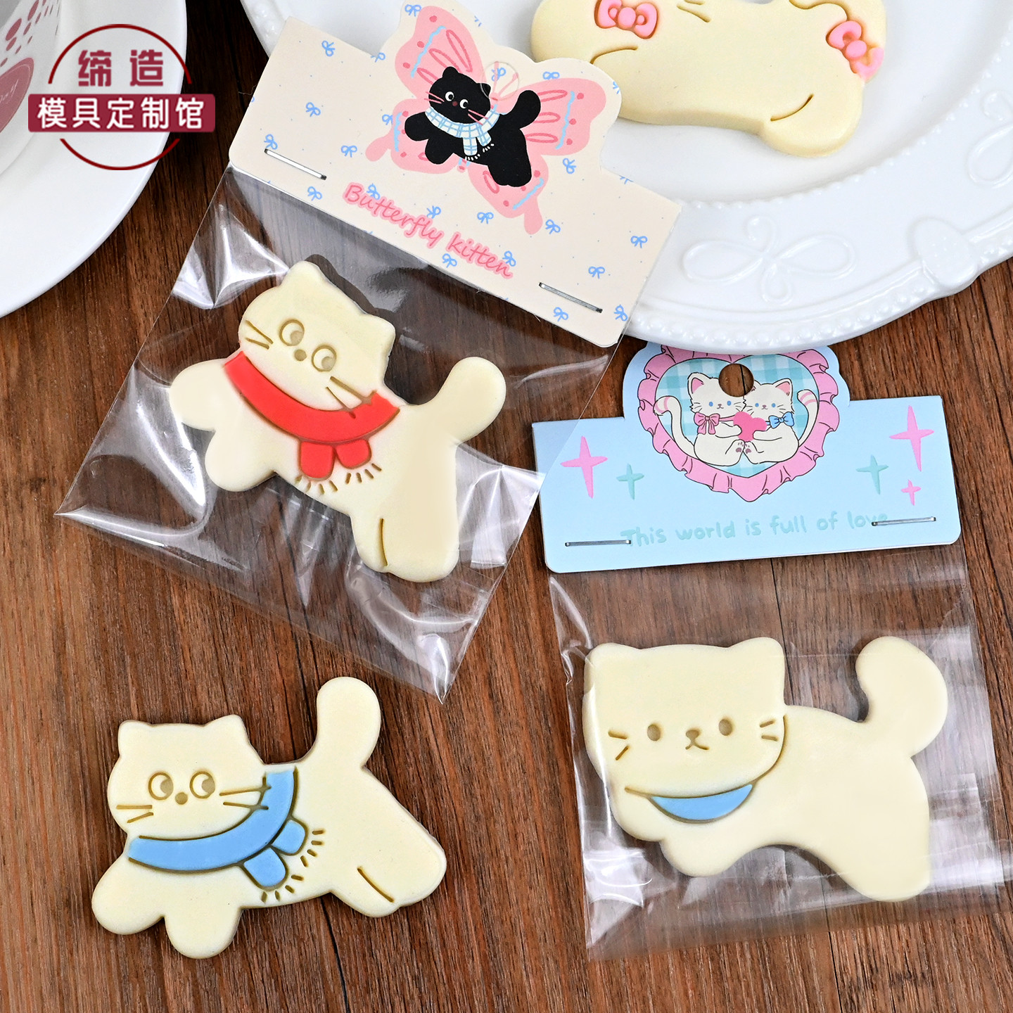 ins可爱猫咪卡通饼干模具猫猫曲奇翻糖立体按压印花家用烘焙工具