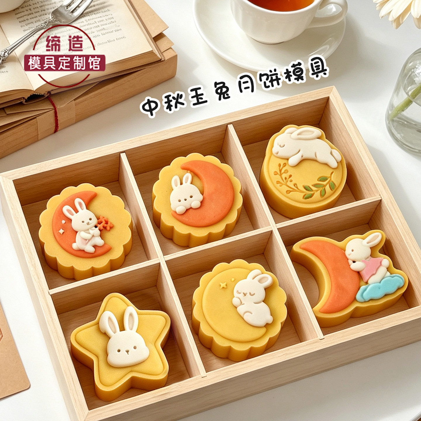 中秋节玉兔子月饼模具月亮桂花兔图片