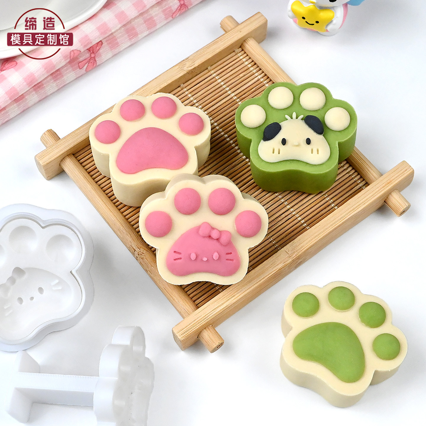 狗爪凤梨酥模具猫爪绿豆糕点广式下午茶月饼模具按压家用烘焙工具