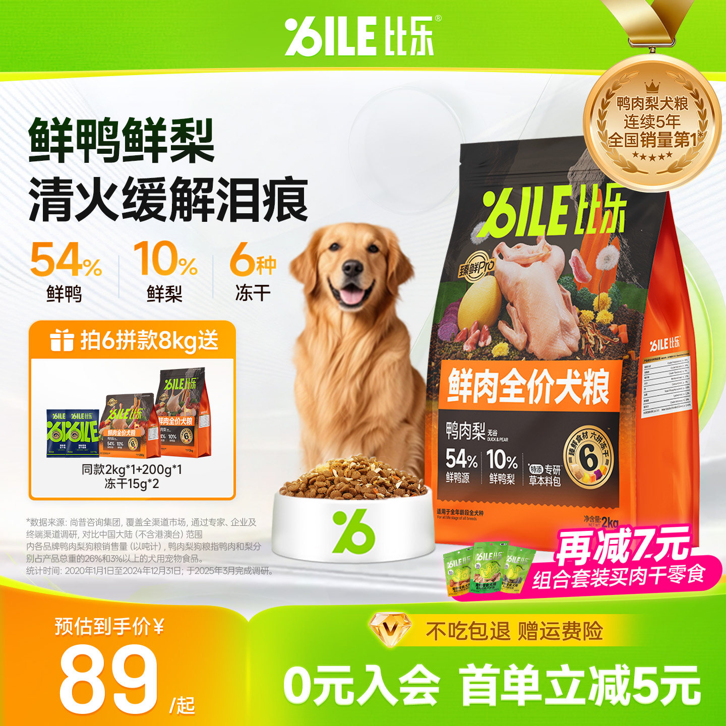 比乐狗粮鸭肉梨无谷小型大型犬粮牛肉金毛比熊牧羊犬成犬幼犬通用