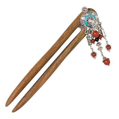 凤仪古风绿檀木发钗简约木质簪子