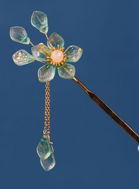 凤仪（饰品）绿色汉服发钗新款步摇簪子古风流苏发簪复古宫廷头饰