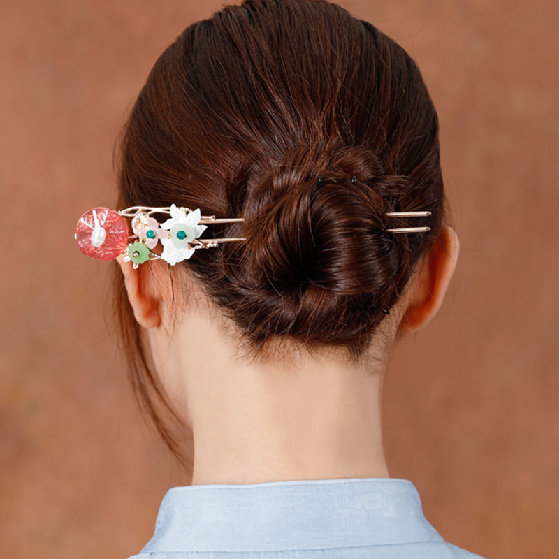 凤仪（饰品）古装发钗汉服簪子丸子头盘发发簪女U型头饰复古饰品_虎窝淘